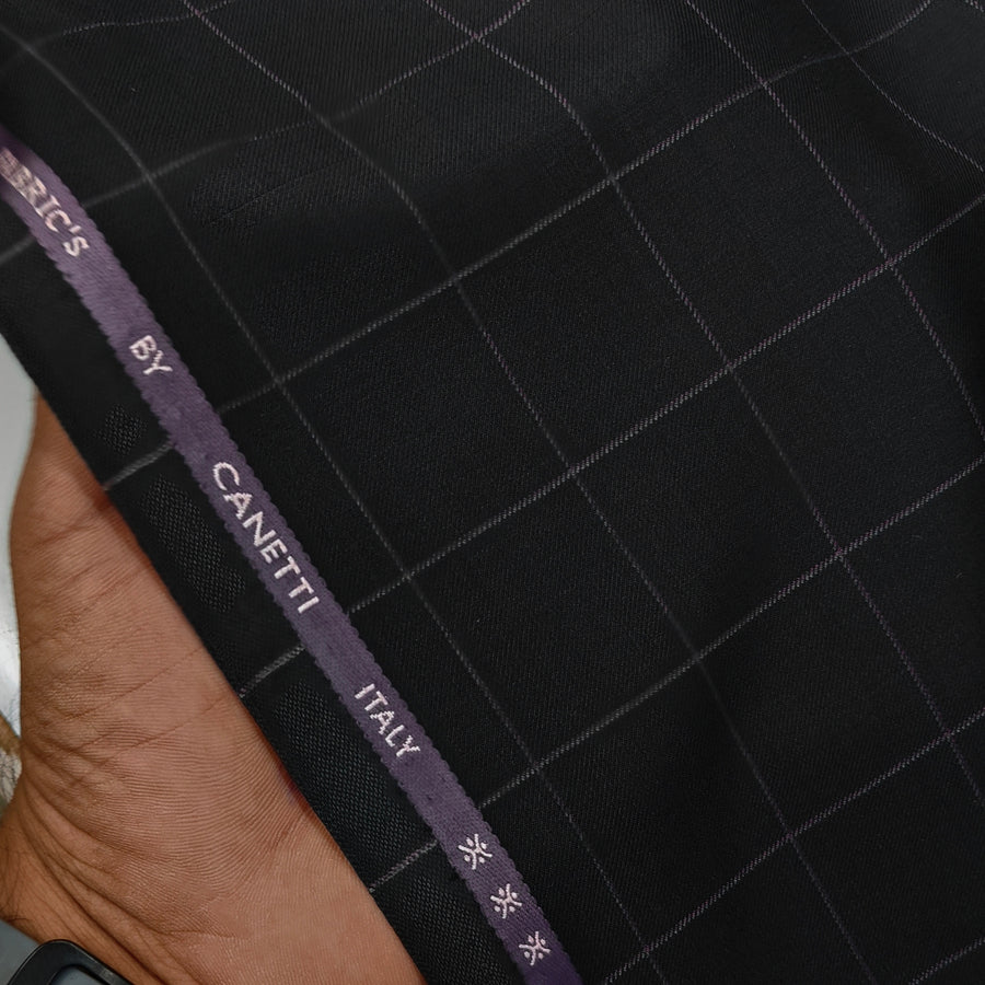 Trouser Fabric Canetti Italy Luxury TR Broad Check Colour Black