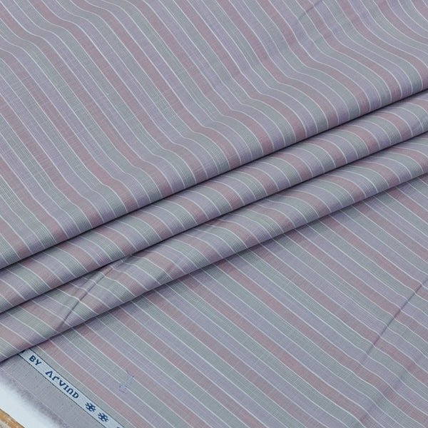 Shirt Fabric Arvind 100% Pure Cotton Candy Stripes Colour Dusty Lavender