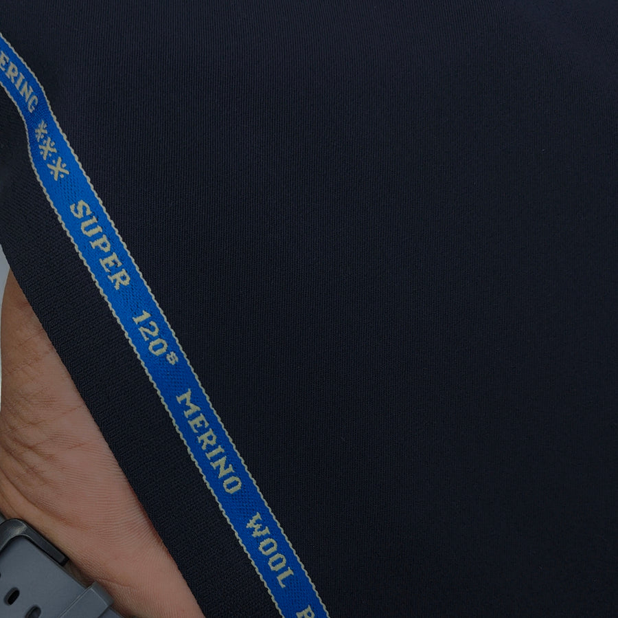 Raymond Exotic Premium Super 120s Count 30% wool Plain Suiting Fabric Colour Dark Night Blue