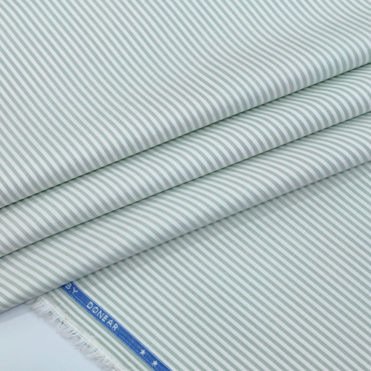 Shirt Fabric Donear LA Finish Premium Giza Cotton Pencil Stripes Colour Mint Green