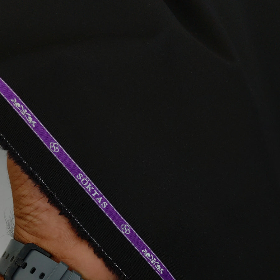 Shirt Fabric Soktas Giza Cotton Stretchable Plain Colour Black