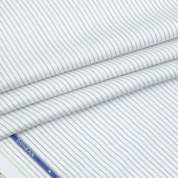 Shirt Fabric Donear Premium 100% Pure Cotton PinStripes Colour Blue, Brown N White