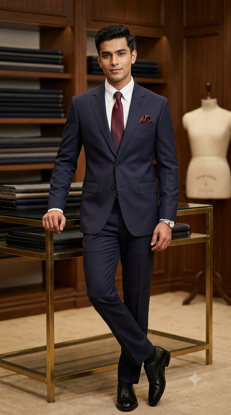 Suit Fabric Raymond Exotic Super 120s Count Luxurious 70% Rich Wool Dobby Color Dark Blue N Plum Wine