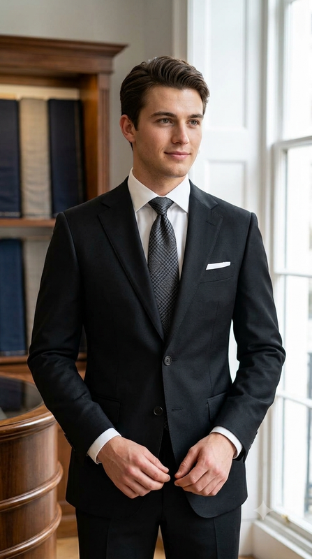 Suit Fabric Reid N Taylor Exotic Super 180s Luxurious 95% Rich Wool Plain Color Rich Black