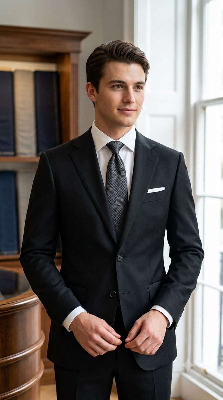 Suit Fabric Reid N Taylor Exotic Super 180s Luxurious 95% Rich Wool Plain Color Rich Black