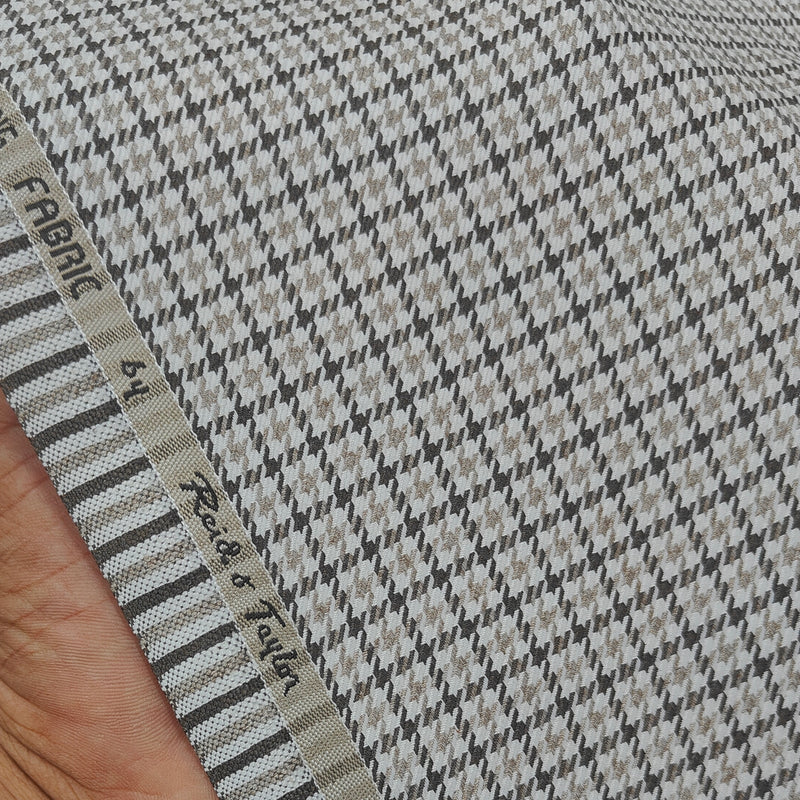 Tweed Blazer Fabric Reid N Taylor Houndstooth Colour Taupe N Natural Brown