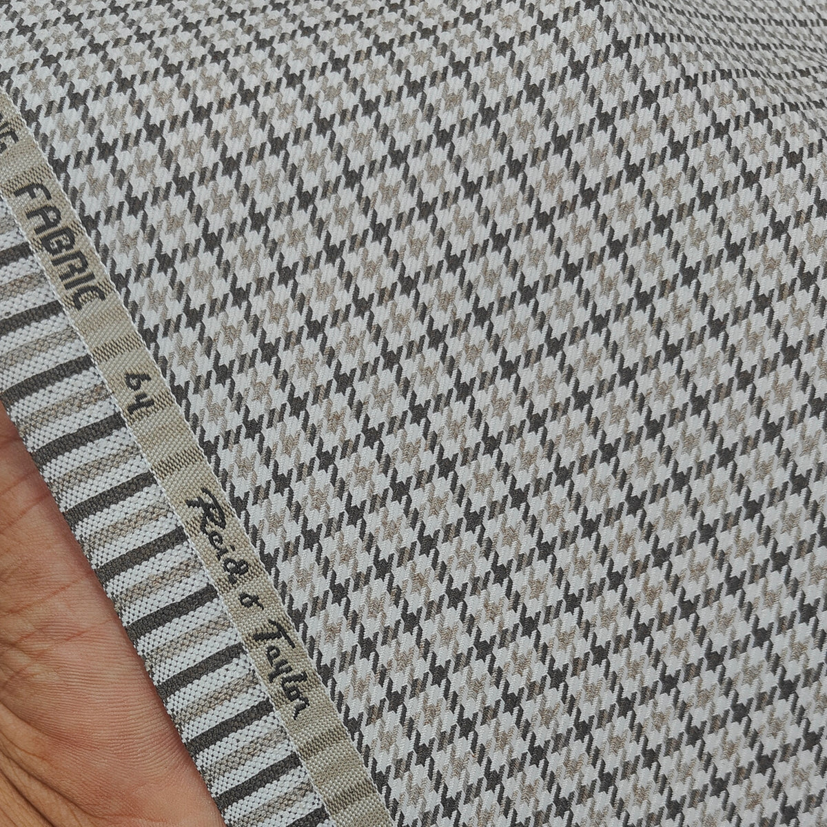 Tweed Blazer Fabric Reid N Taylor Houndstooth Colour Taupe N Natural Brown