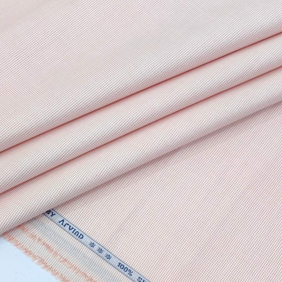 Shirt Fabric Arvind 100% Pure Cotton Micro Check Colour Light Pink