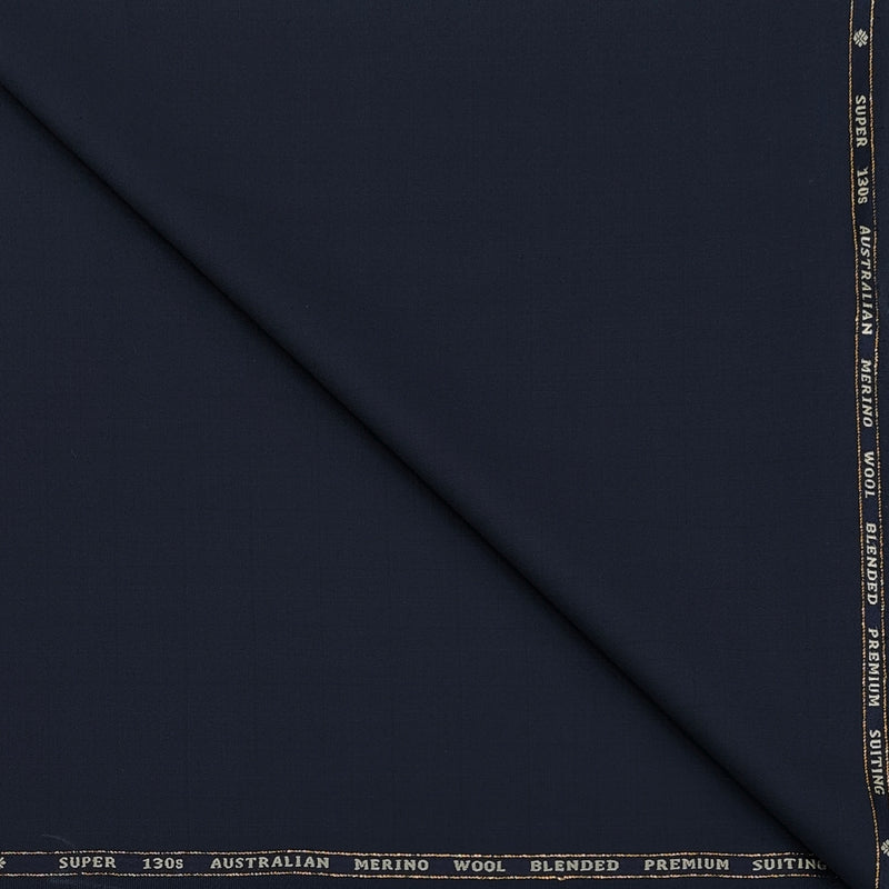 Suit Fabric OCM Exotic Premium Super 130s Count 40% Merino Wool Self Check Color Dark Blue