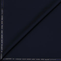 Suit Fabric Raymond Exotic Super 140s Count Luxurious 69% Rich Wool Stretchable Plain Color Midnight Ble