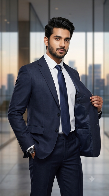Suit Fabric Raymond Super Luxurious 42% Rich Wool Self Textured Color Dark Space Blue