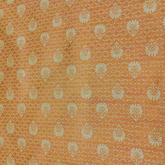 ManTire Men's Designer Silk Golden Digital Printed Kurta Fabric Colour Orange