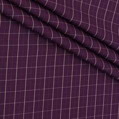 Shirt Fabric Donear Premium 100% Pure Cotton Windowpane Check Colour Imperial Purple