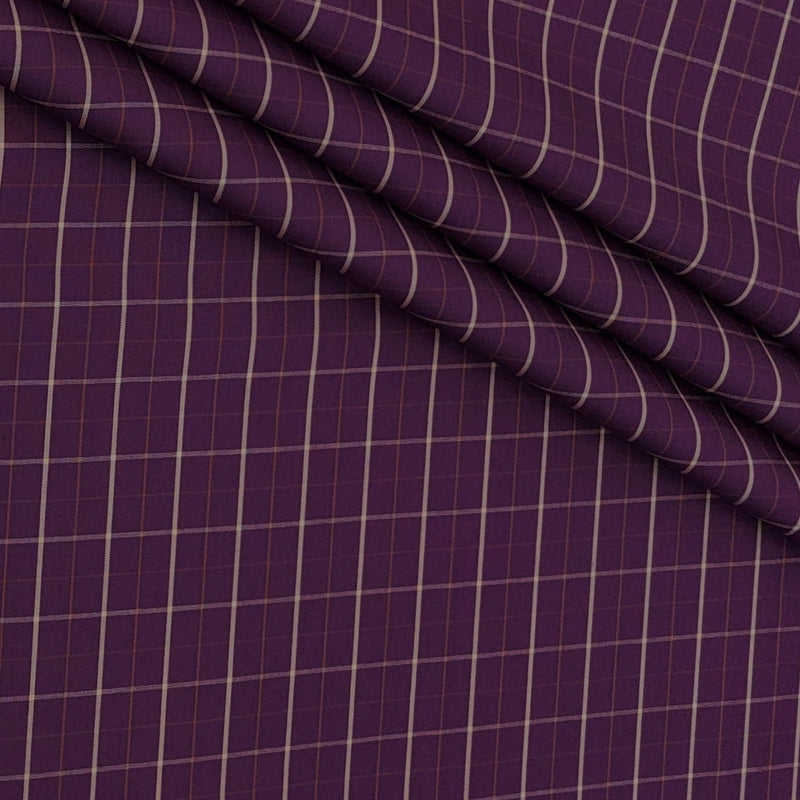 Shirt Fabric Donear Premium 100% Pure Cotton Windowpane Check Colour Imperial Purple