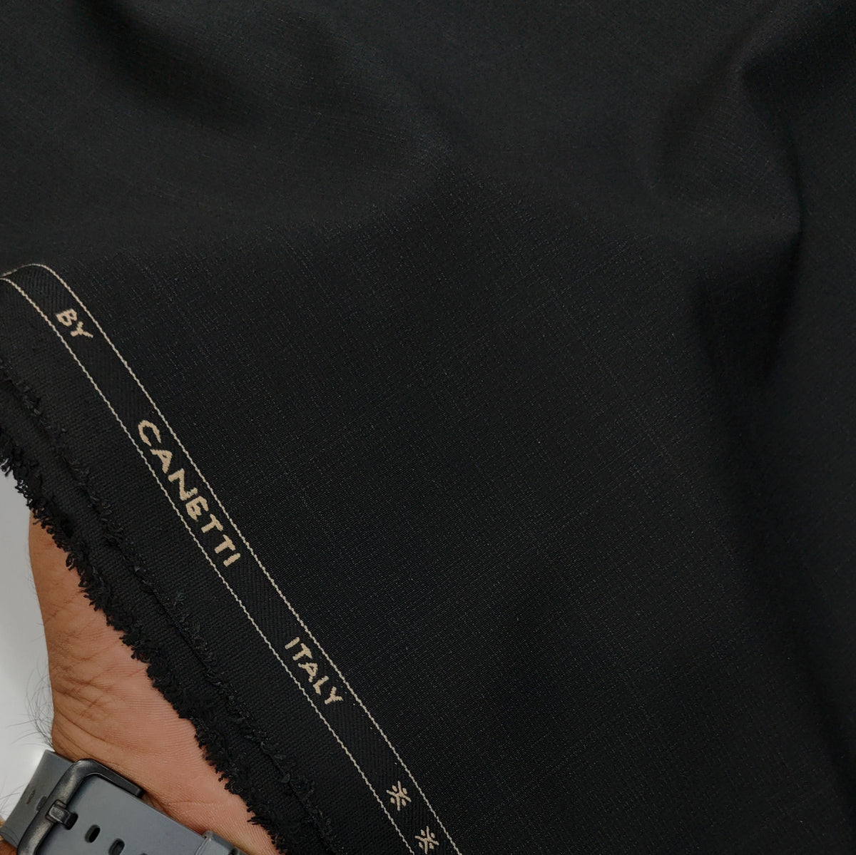Trouser Fabric Canetti Italy Luxury 4Way Stretchable Self Broad Check Colour Carbon Black