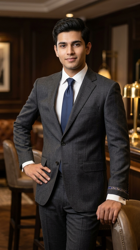 Suit Fabric Reid N Taylor Super 110s Count Luxurious 45% Rich Wool Self Slub Color Charcoal Grey