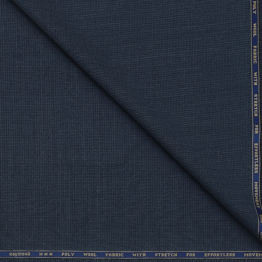 Trouser Fabric Raymond Wool Blended Pin Check Stretchable Colour Meen Blue