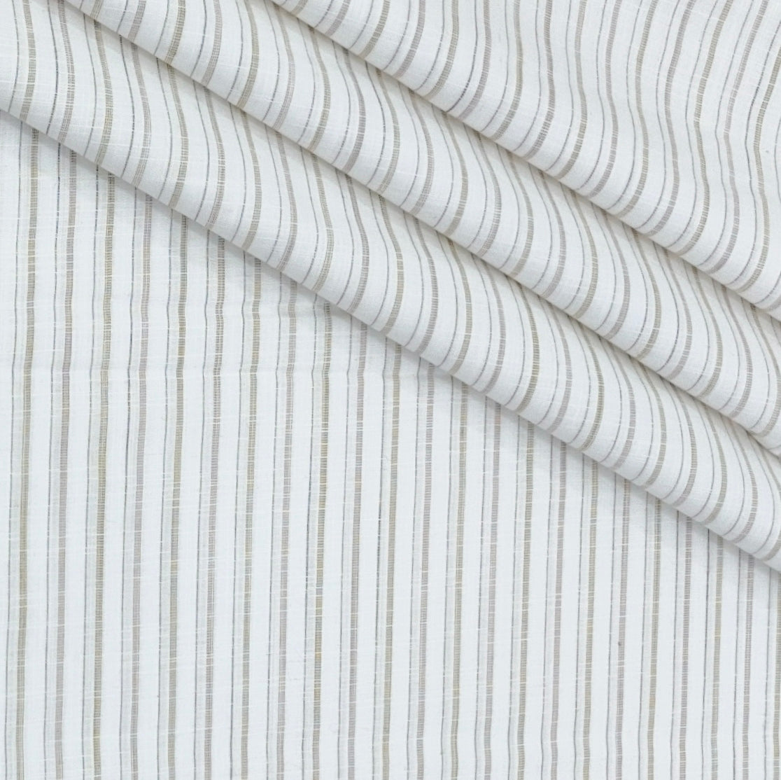 Shirt Fabric Arvind 100% Pure Cotton Pinstripe Colour Brown N White
