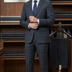 Suit Fabric Raymond Super Luxurious 40% Rich Wool Broad Check Color Greyish Blue