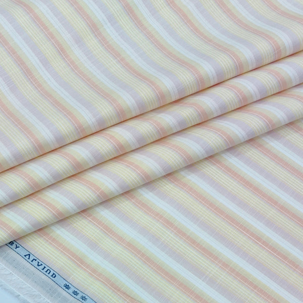 Shirt Fabric Arvind 100% Pure Cotton Candy Stripes Colour Multicolour