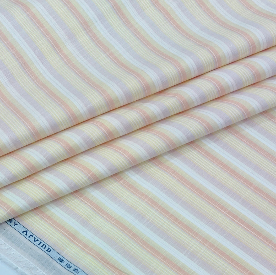 Shirt Fabric Arvind 100% Pure Cotton Candy Stripes Colour Multicolour