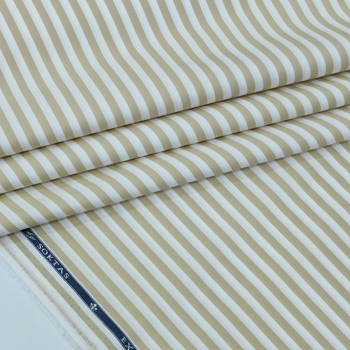 Shirt Fabric Soktas 140/2 Giza Cotton Bengal Stripe Colour Beige N White