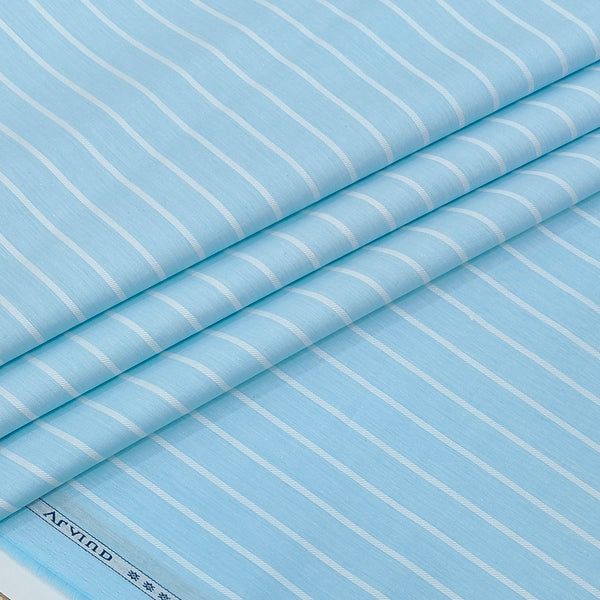 Shirt Fabric Arvind 100% Pure Cotton Pencil Stripes Colour Cyan Blue