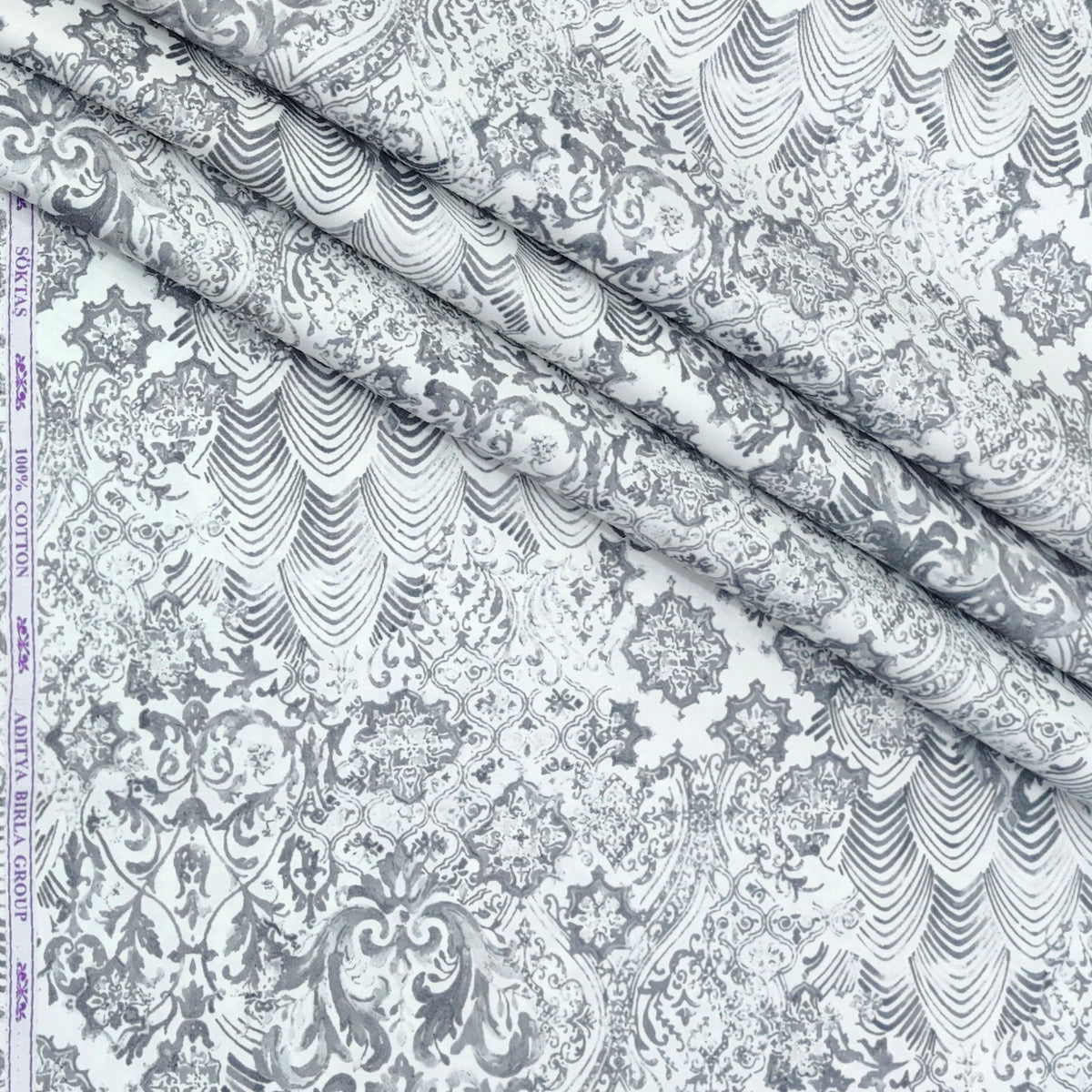 Shirt Fabric Soktas Finest 60s Giza Cotton Digital Print Colour Grey N White