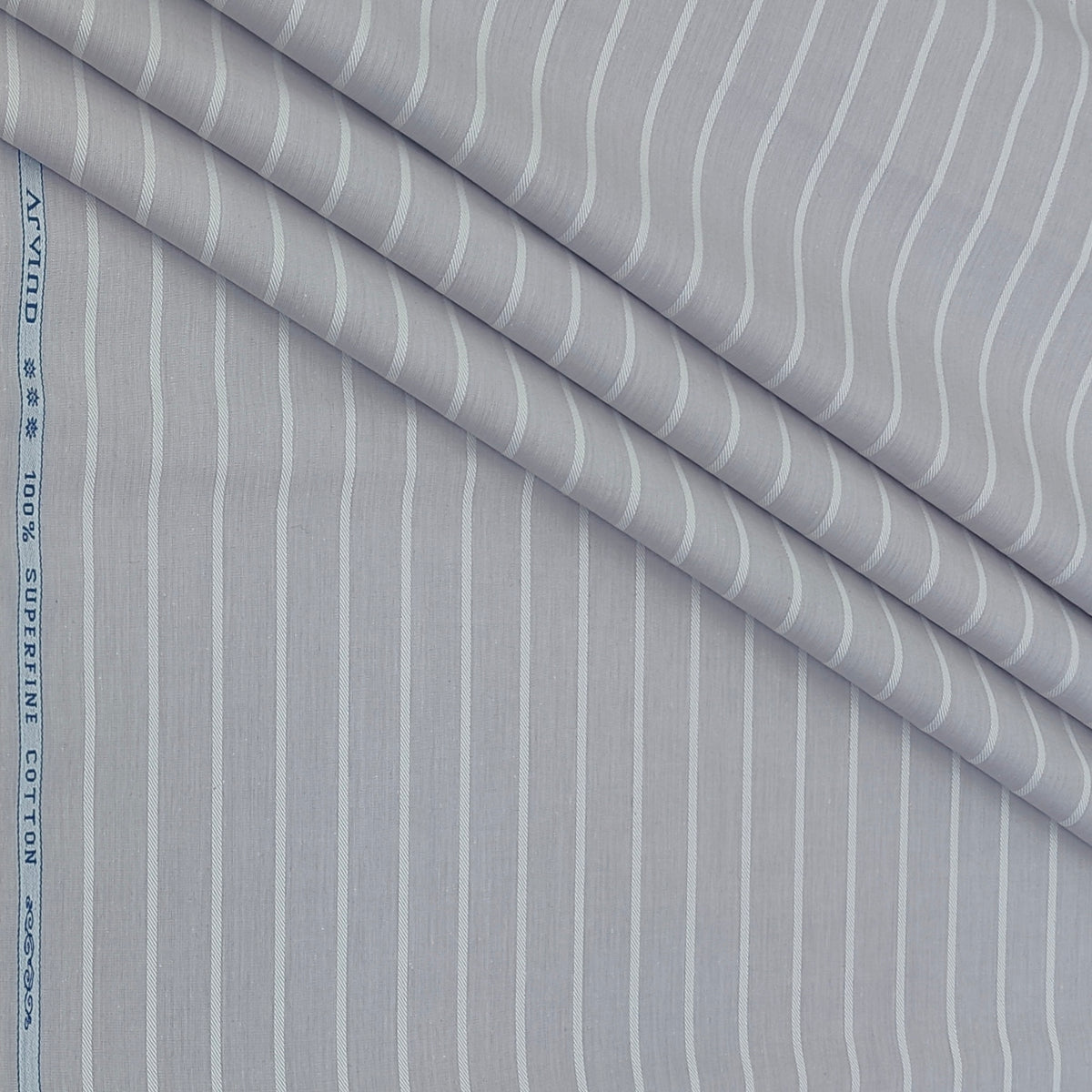 Shirt Fabric Arvind 100% Pure Cotton Pencil Stripes Colour Dim Lavender