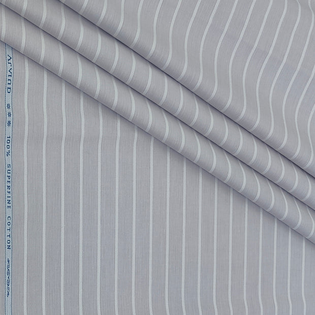 Shirt Fabric Arvind 100% Pure Cotton Pencil Stripes Colour Dim Lavender