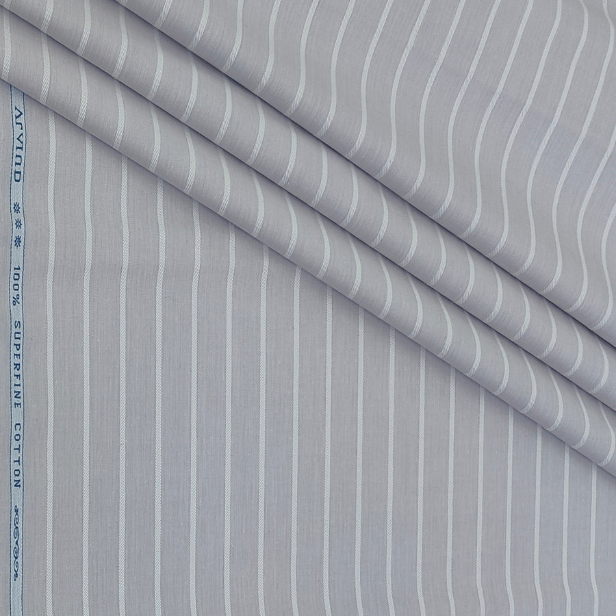 Shirt Fabric Arvind 100% Pure Cotton Pencil Stripes Colour Dim Lavender