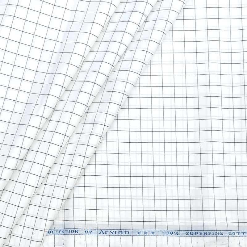 Shirt Fabric Arvind 100% Pure Cotton check Colour white and black