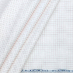 Shirt Fabric Arvind 100% Pure Cotton small check Colour  pink and Dull white