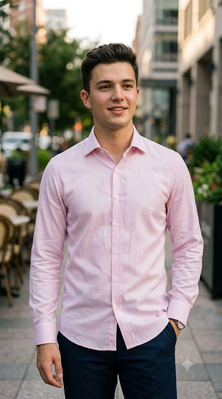 Shirt Fabric Donear LA Finish Premium Giza Cotton Herrinbone Colour Blush Pink