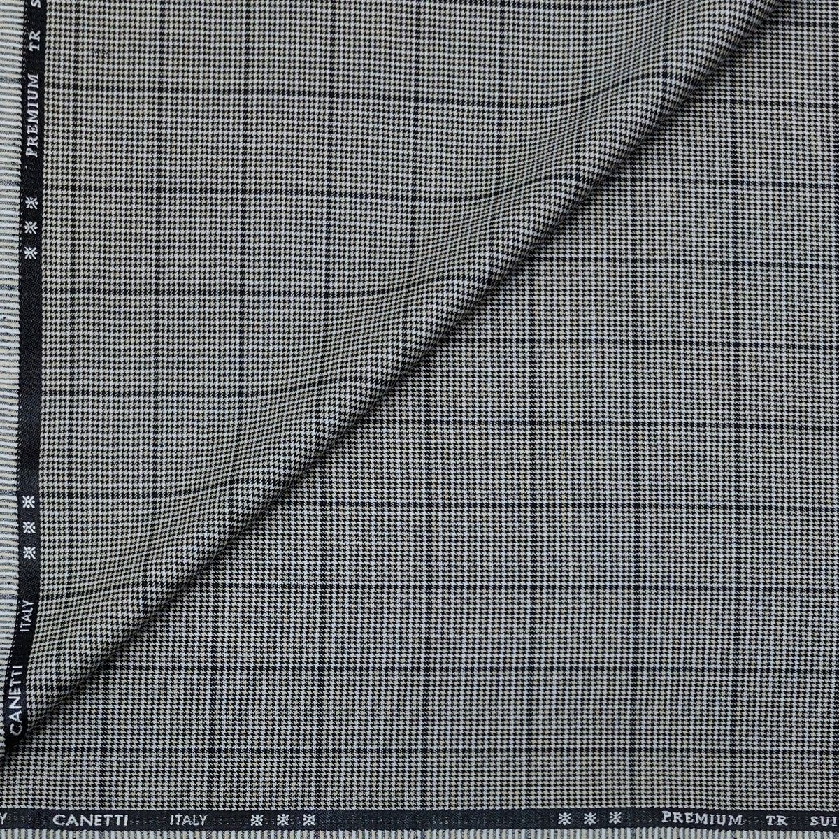 Trouser Fabric Canetti Italy Luxury TR Broad Check With Zigzag Colour Black N Brown