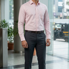 Shirt Fabric Arvind 100% Pure Cotton Micro Check Colour Light Pink