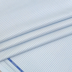 Shirt Fabric Donear LA Finish Premium Giza Cotton Windowpane Check Colour Blue N White