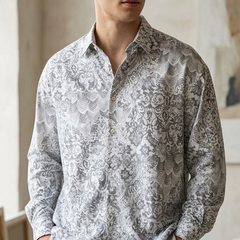 Shirt Fabric Soktas Finest 60s Giza Cotton Digital Print Colour Grey N White