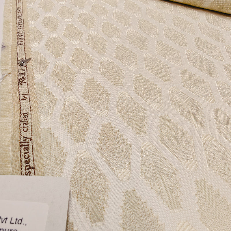 Reid & Taylor Jacquard Premium Bandhgala Fabric Colour Soft Cream