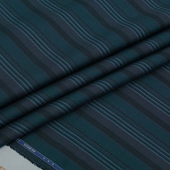 Shirt Fabric Donear LA Finish Premium Giza Cotton Broad Shadow Stripe Colour Peacock Blue