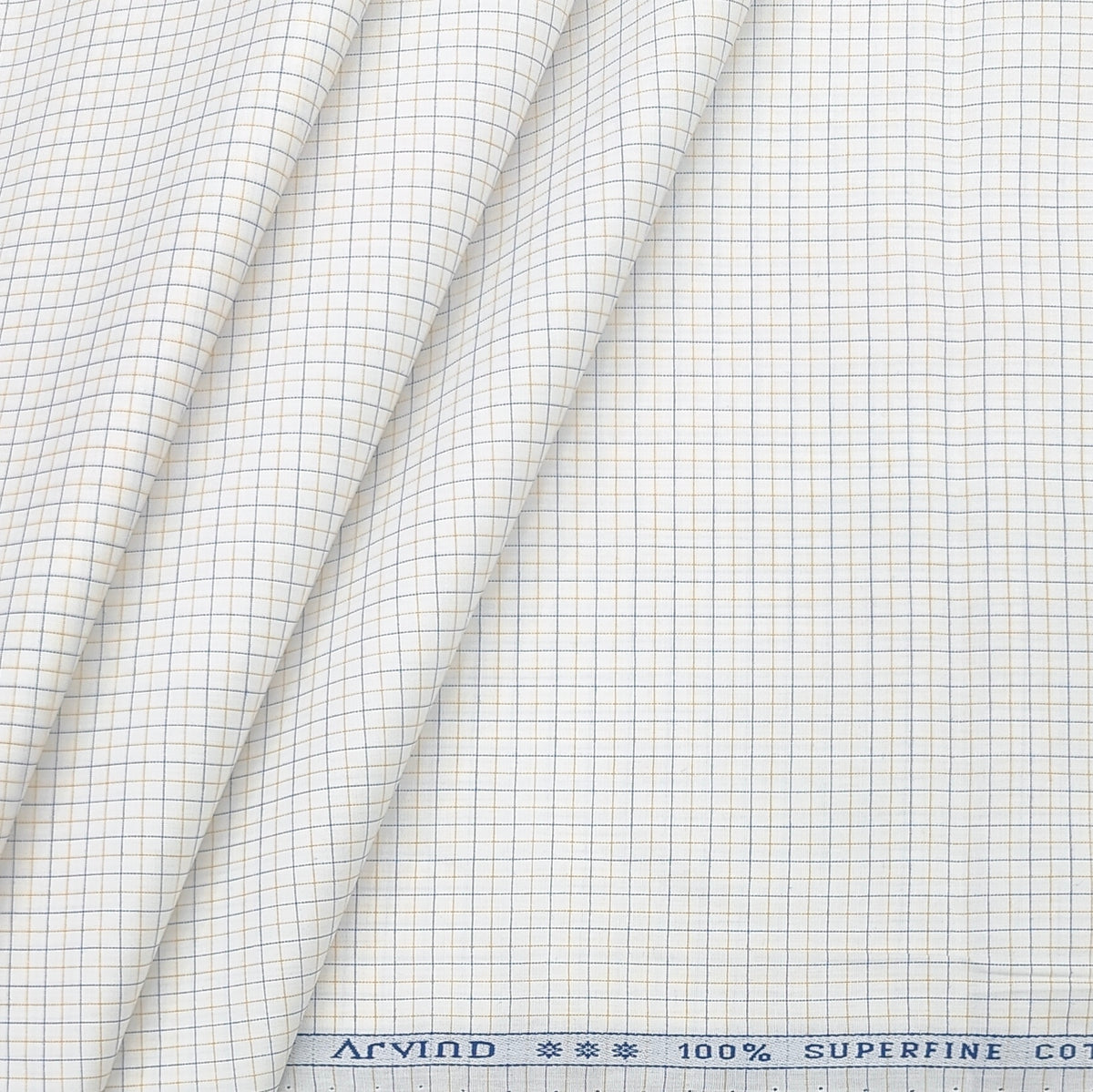 Shirt Fabric Arvind 100% Pure Cotton small Mix check Colour  Blue, Brown