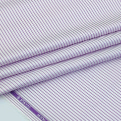Shirt Fabric Soktas Finest 80s Giza Cotton PinStripe Colour Claret Purple N White