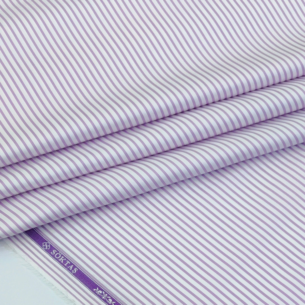 Shirt Fabric Soktas Finest 80s Giza Cotton PinStripe Colour Claret Purple N White