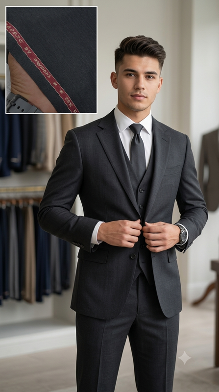 Suit Fabric Raymond Exotic Super 90s Count Luxurious 45% Rich Wool Self Slub Color Steel Grey