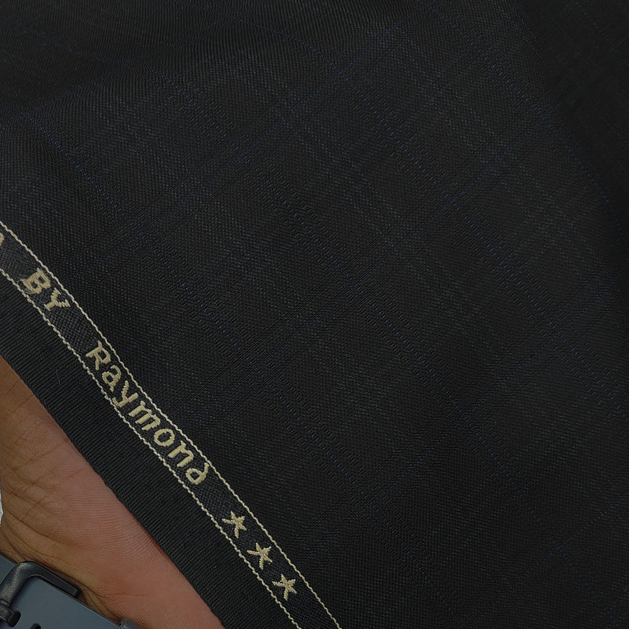 Blazer Fabric Raymond Poly Viscose Tartan Check Colour Blue N Dull Black