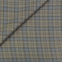 Raymond Super 100s count 100% Wool Tweed Windowpane Check Blazer Fabric Colour Earth Brown N Muted Blue