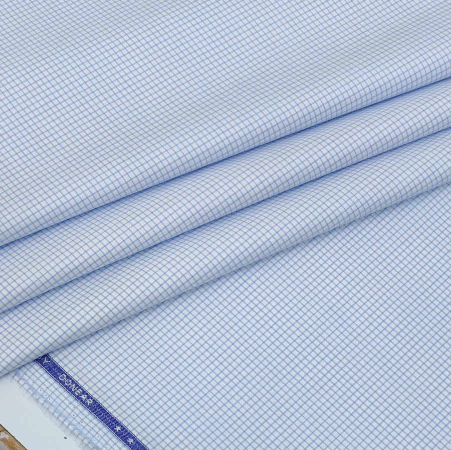 Shirt Fabric Donear LA Finish Premium Giza Cotton Pin Check Colour Blue N White