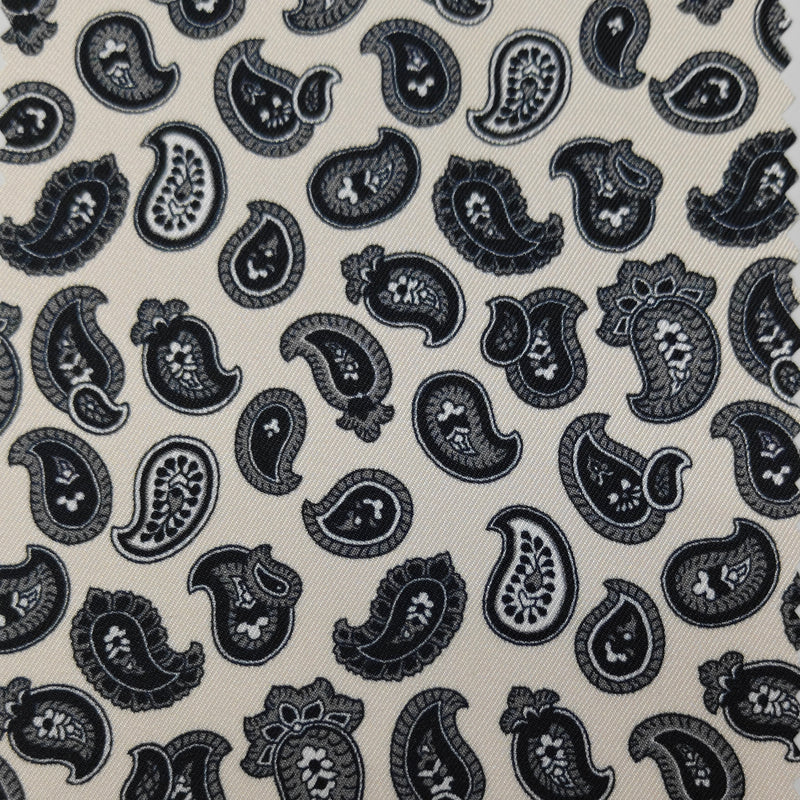 Shirt Fabric Raymond Regio Italia 100% Silk Digital Printed Colour Black N Off White
