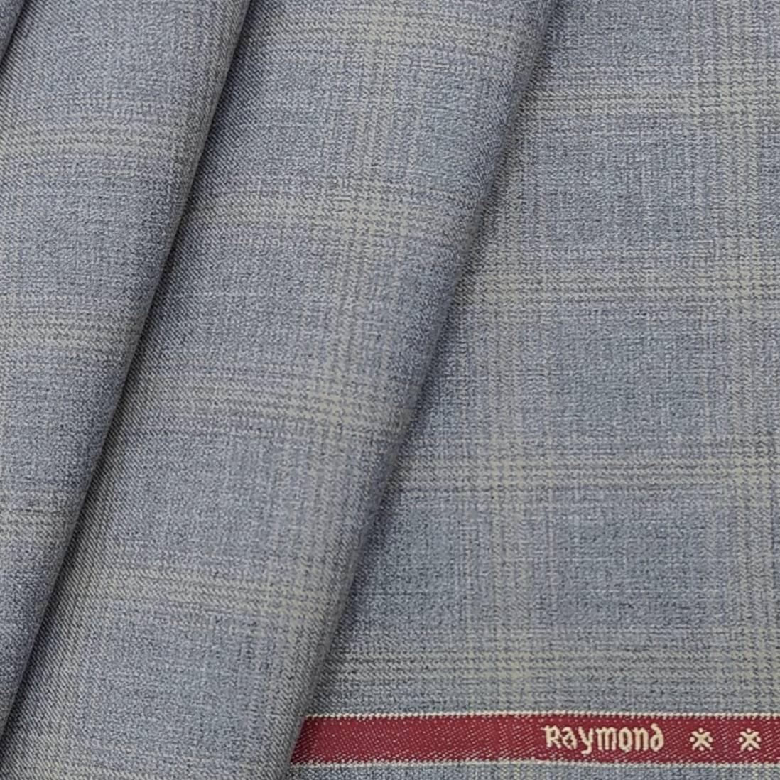 Raymond Poly Viscose Premium Fine Count Check Trouser Fabric Colour Silver