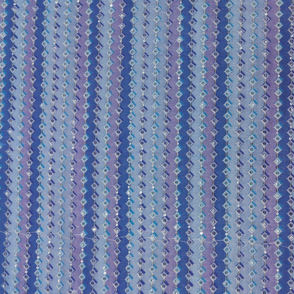 ManTire Men's Designer Silk Embroidery Purple Blue Kurta Fabric